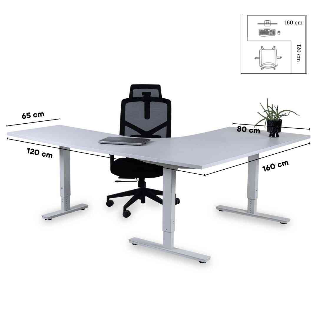 Forza Line L-kujuline kontorilaud 160 cm x 120 cm – valge / valge / parem