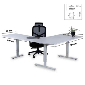 Forza Line L-kujuline kontorilaud 160 cm x 120 cm – valge / valge / parem