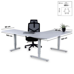 Forza Line L-kujuline kontorilaud 160 cm x 120 cm – valge / valge / vasak