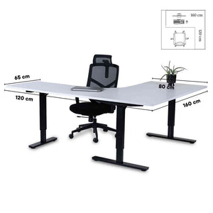Forza Line L-kujuline kontorilaud 160 cm x 120 cm – valge / must / parem