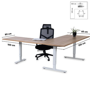 Forza Line L-kujuline kontorilaud 160 cm x 120 cm – Ameerika tamm / valge / vasak