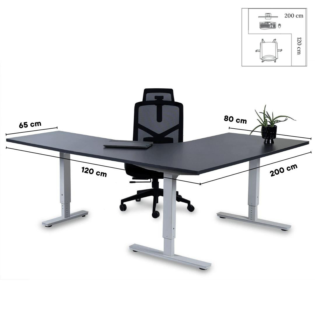 Kontorilaud Forza Line L-kujuline 200 cm x 120 cm – Antratsiit / Valge / Parempoolne