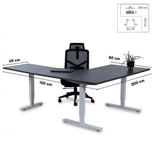 Kontorilaud Forza Line L-kujuline 200 cm x 120 cm – Antratsiit / Valge / Parempoolne