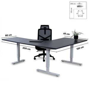 Kontorilaud Forza Line L-kujuline 200 cm x 120 cm – Antratsiit / Valge / Vasakpoolne