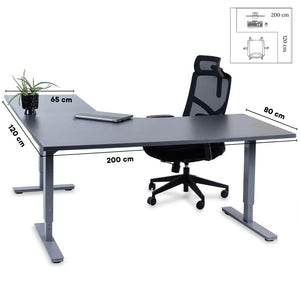 Kontorilaud Forza Line L-kujuline 200 cm x 120 cm – Antratsiit / Hõbedane / Parempoolne