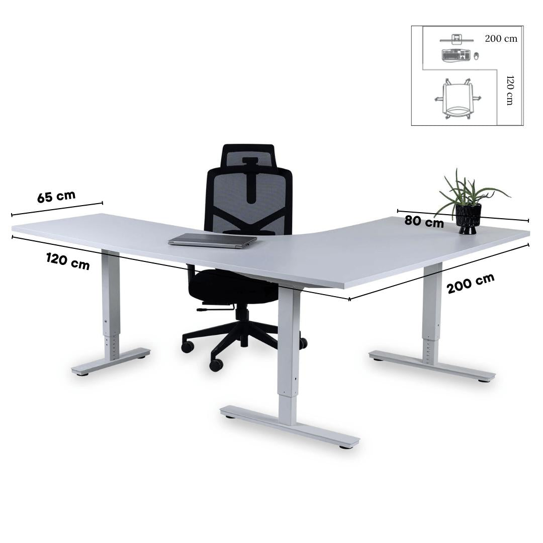 Kontorilaud Forza Line L-kujuline 200 cm x 120 cm – Valge / Valge / Parempoolne