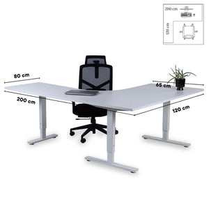 Kontorilaud Forza Line L-kujuline 200 cm x 120 cm – Valge / Valge / Vasakpoolne