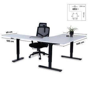 Kontorilaud Forza Line L-kujuline 200 cm x 120 cm – Valge / Must / Parempoolne