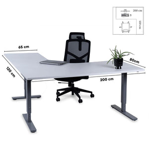 Kontorilaud Forza Line L-kujuline 200 cm x 120 cm – Valge / Hõbedane / Parempoolne