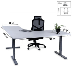 Kontorilaud Forza Line L-kujuline 200 cm x 120 cm – Valge / Hõbedane / Vasakpoolne