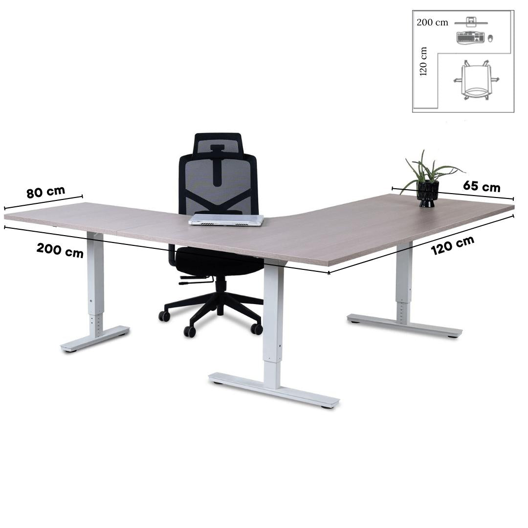 Kontorilaud Forza Line L-kujuline 200 cm x 120 cm – Nabucco / Valge / Vasakpoolne