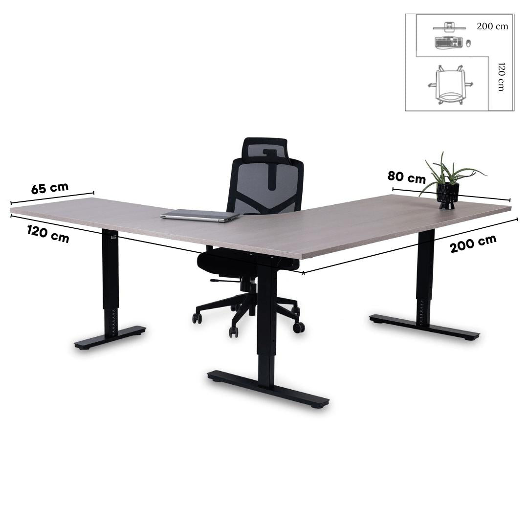 Kontorilaud Forza Line L-kujuline 200 cm x 120 cm – Nabucco / Must / Parempoolne