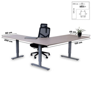 Kontorilaud Forza Line L-kujuline 200 cm x 120 cm – Nabucco / Hõbedane / Vasakpoolne