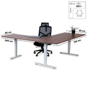 Kontorilaud Forza Line L-kujuline 200 cm x 120 cm – Pähkel / Valge / Vasakpoolne