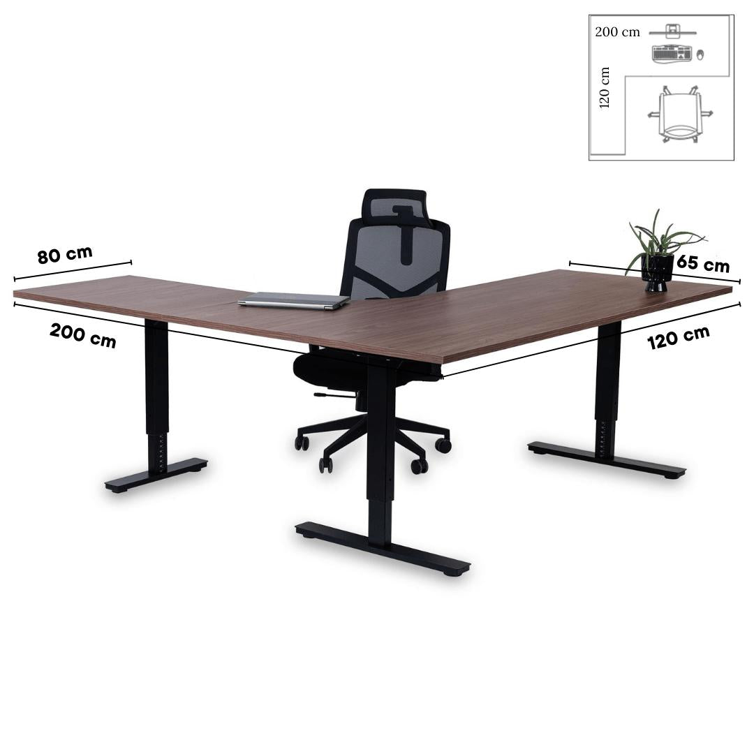 Kontorilaud Forza Line L-kujuline 200 cm x 120 cm – Pähkel / Must / Vasakpoolne
