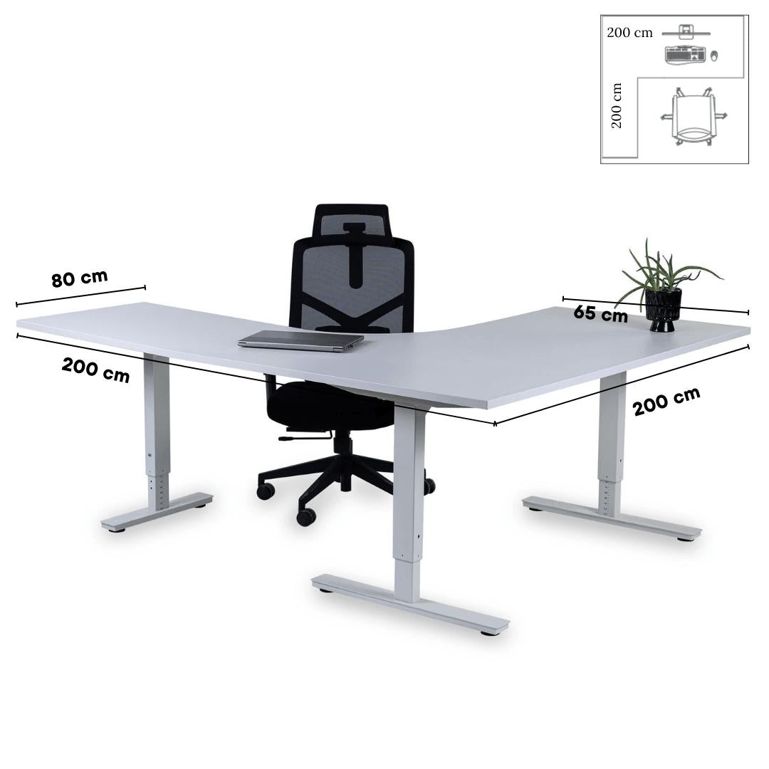 Büroolaud Forza Line L-kujuline 200 cm x 200 cm – Valge / Valge / Vasak