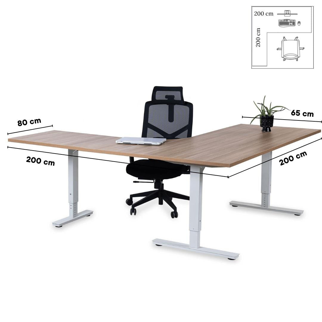 Büroolaud Forza Line L-kujuline 200 cm x 200 cm – Ameerika tamm / Valge / Vasak