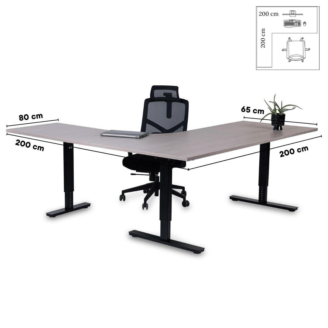 Büroolaud Forza Line L-kujuline 200 cm x 200 cm – Nabucco / Must / Vasak
