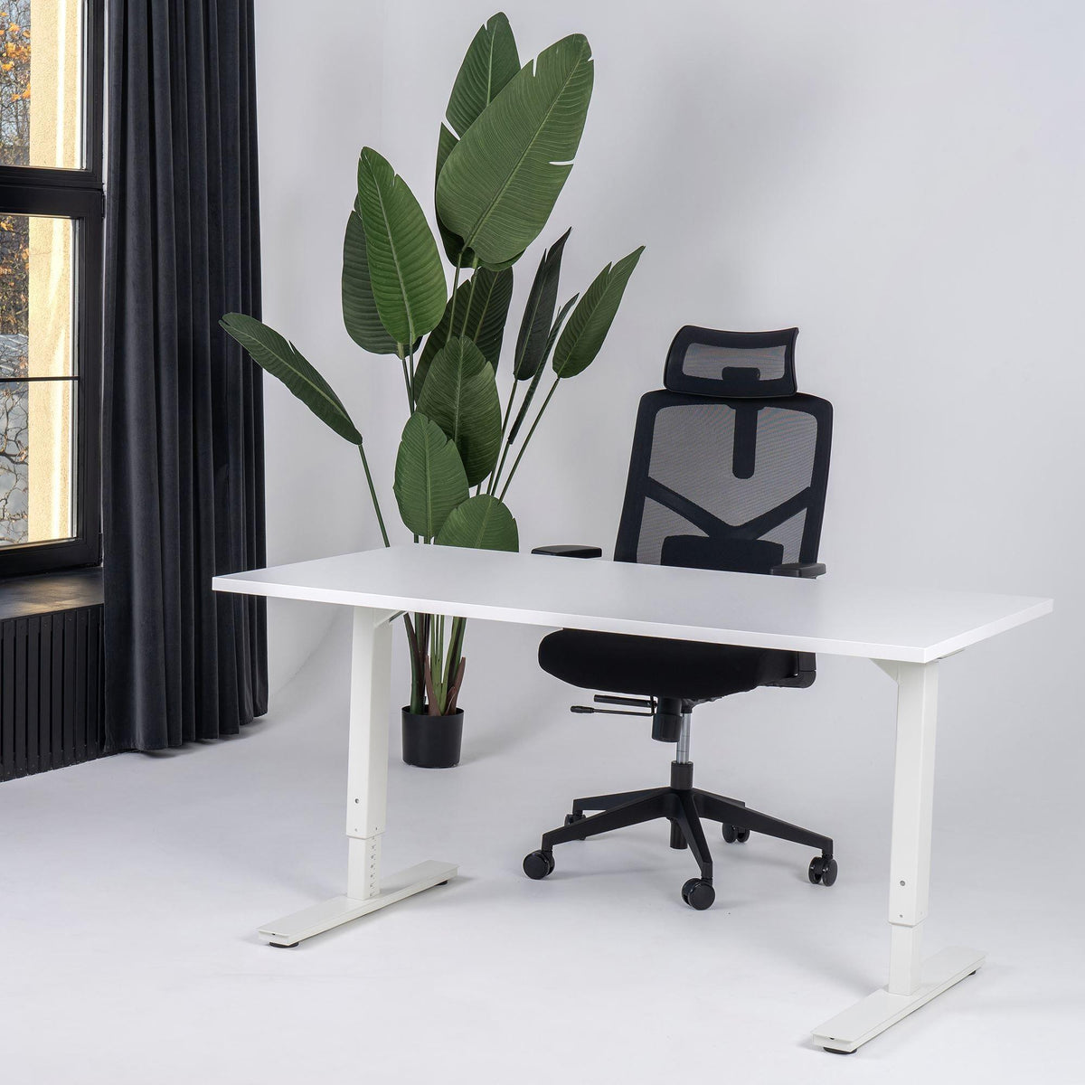 Reguleeritava kõrgusega kontorilaud Forza Line – Valge / Valge / 120 x 65