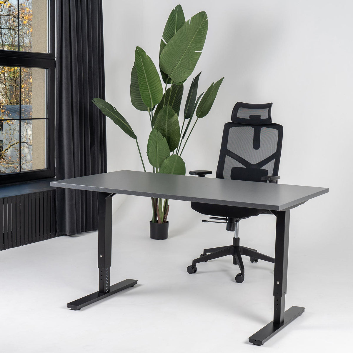 Reguleeritava kõrgusega kontorilaud Forza Line – Antratsiit / Must / 120 x 65