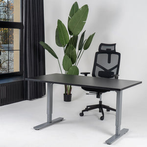 Reguleeritava kõrgusega kontorilaud Forza Line – Must / Hõbedane / 120 x 65