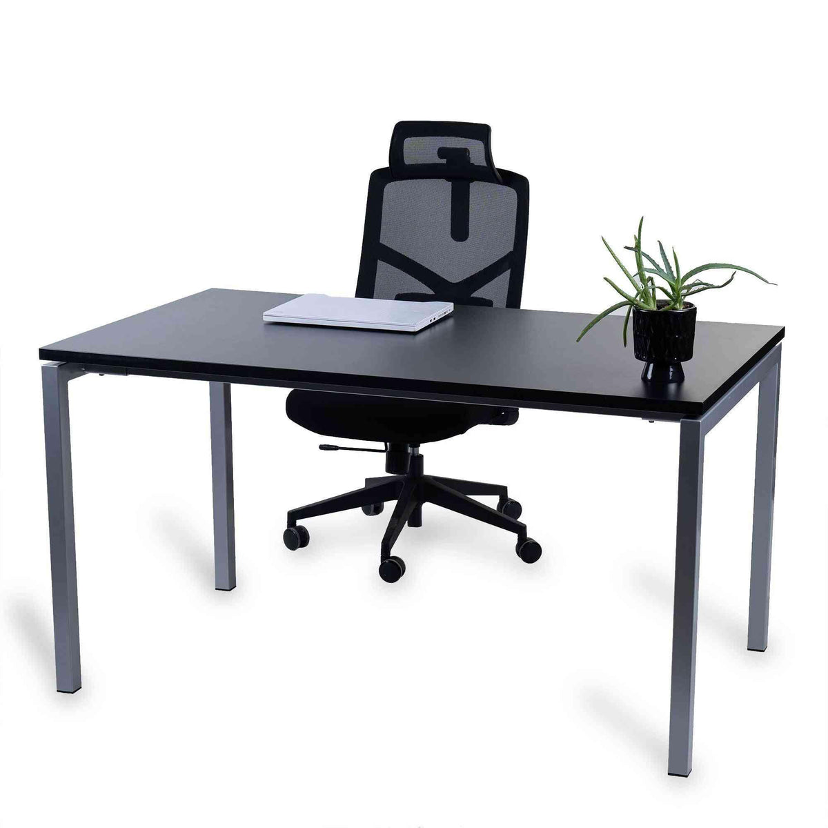 Kontorilaud Office Line – Must / Hõbedane / 120 x 80 cm