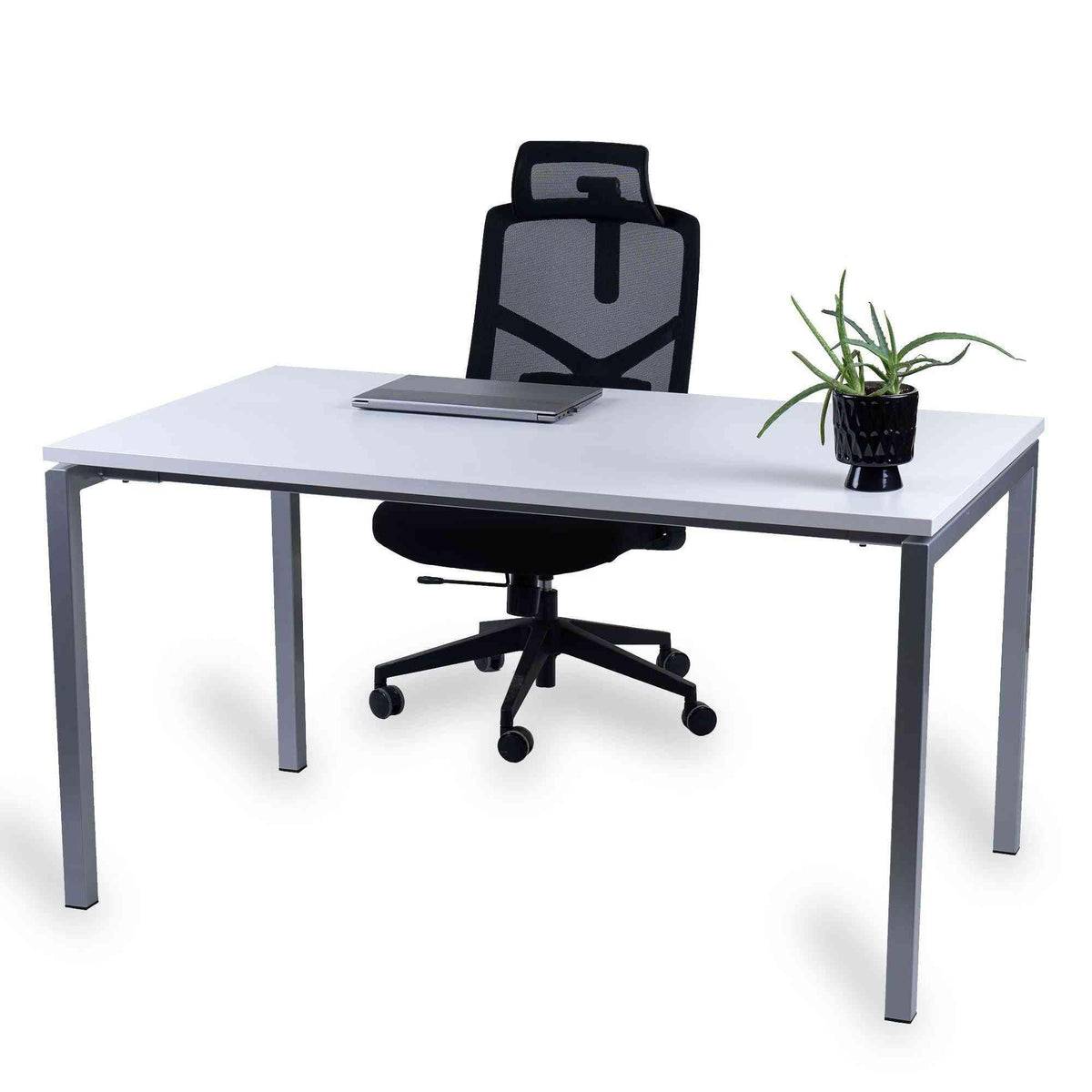 Kontorilaud Office Line – Valge / Hõbedane / 120 x 80 cm