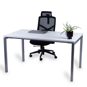 Kontorilaud Office Line – Valge / Hõbedane / 120 x 80 cm