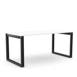 Office Line O-kujuline kontorilaud – Valge / Must / 120 x 80 cm