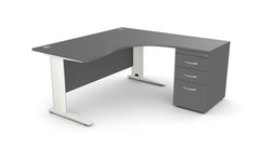 Kirjutuslaud THEO CORNER SET 160 x 160 cm, sahtliblokiga
