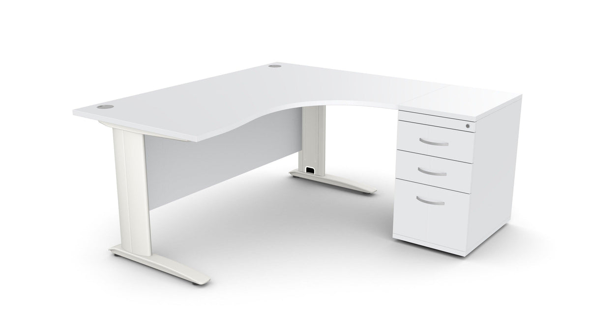 Kontorilaud THEO CORNER SET 160 x 160 cm, sahtliboksiga