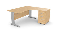 Kirjutuslaud THEO CORNER SET 160 x 160 cm, sahtliblokiga