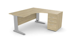 Kirjutuslaud THEO CORNER SET 160 x 160 cm, sahtliblokiga