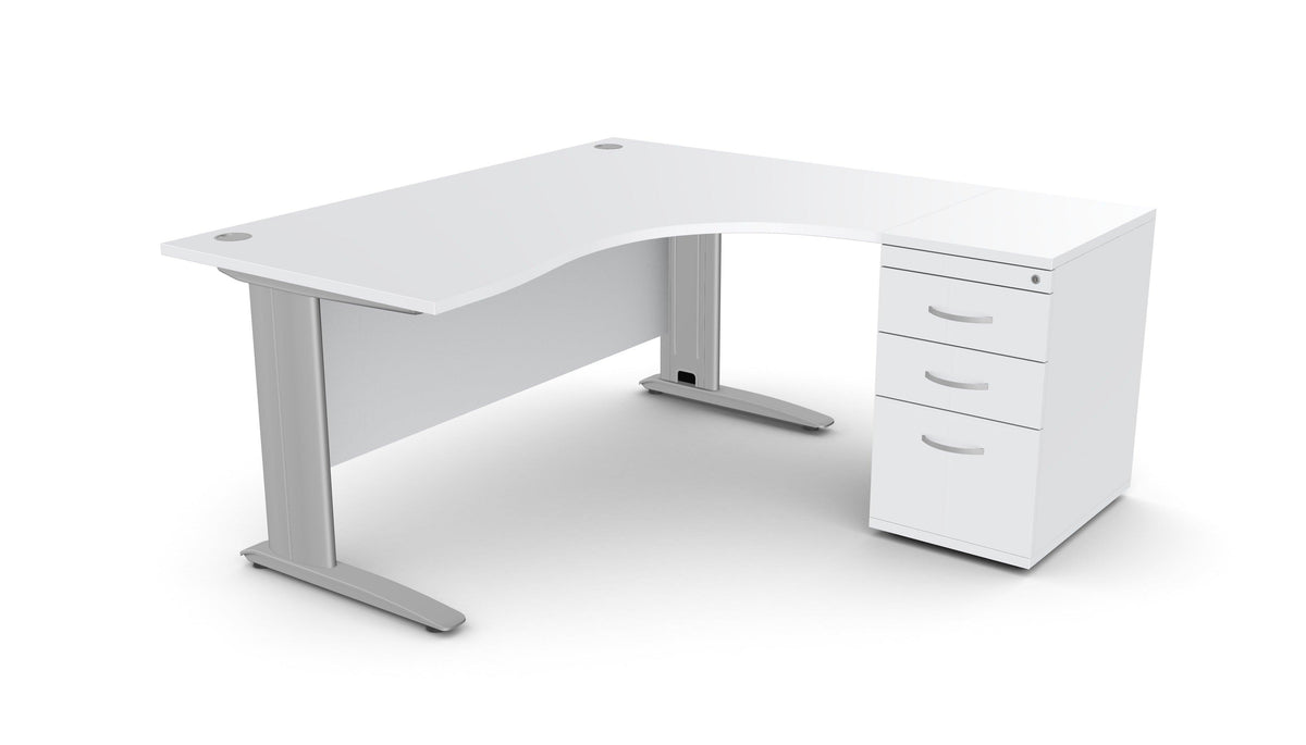 Kontorilaud THEO CORNER SET 160 x 160 cm, sahtliboksiga
