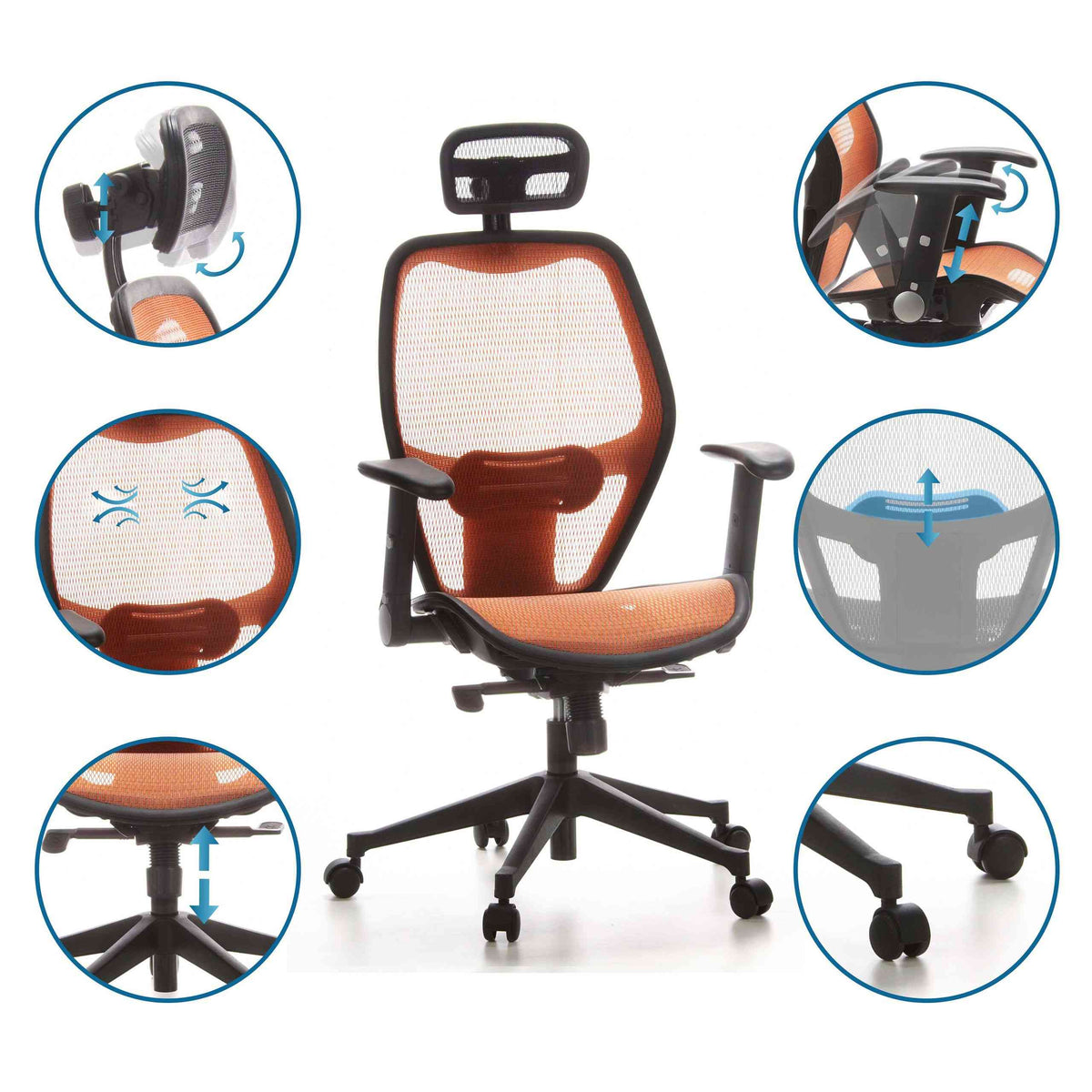 Kontoritool AIR-PORT Mesh – oranž (N11)