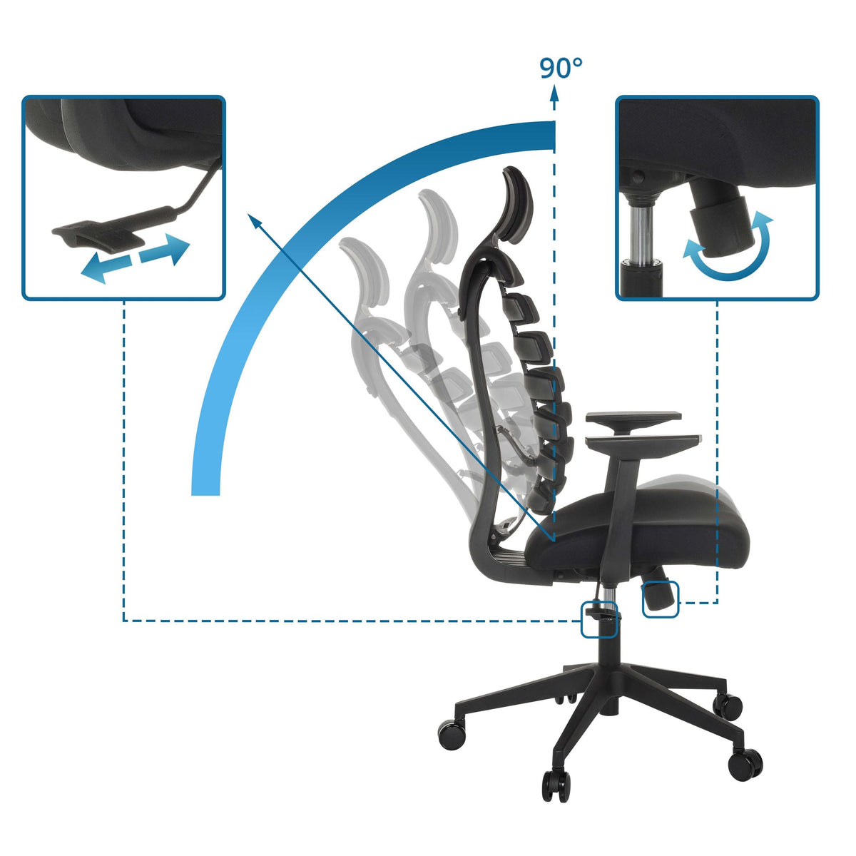 Kontoritool ERGOLINE ECO, must