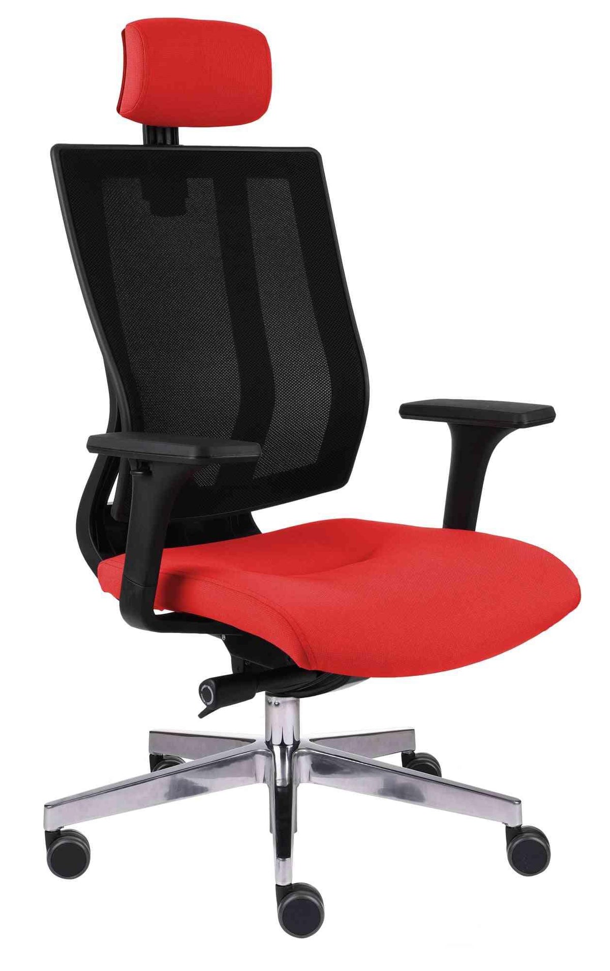 Kontoritool MaxPro BS HD Black | Chrome Note – Hõbedane / Punane