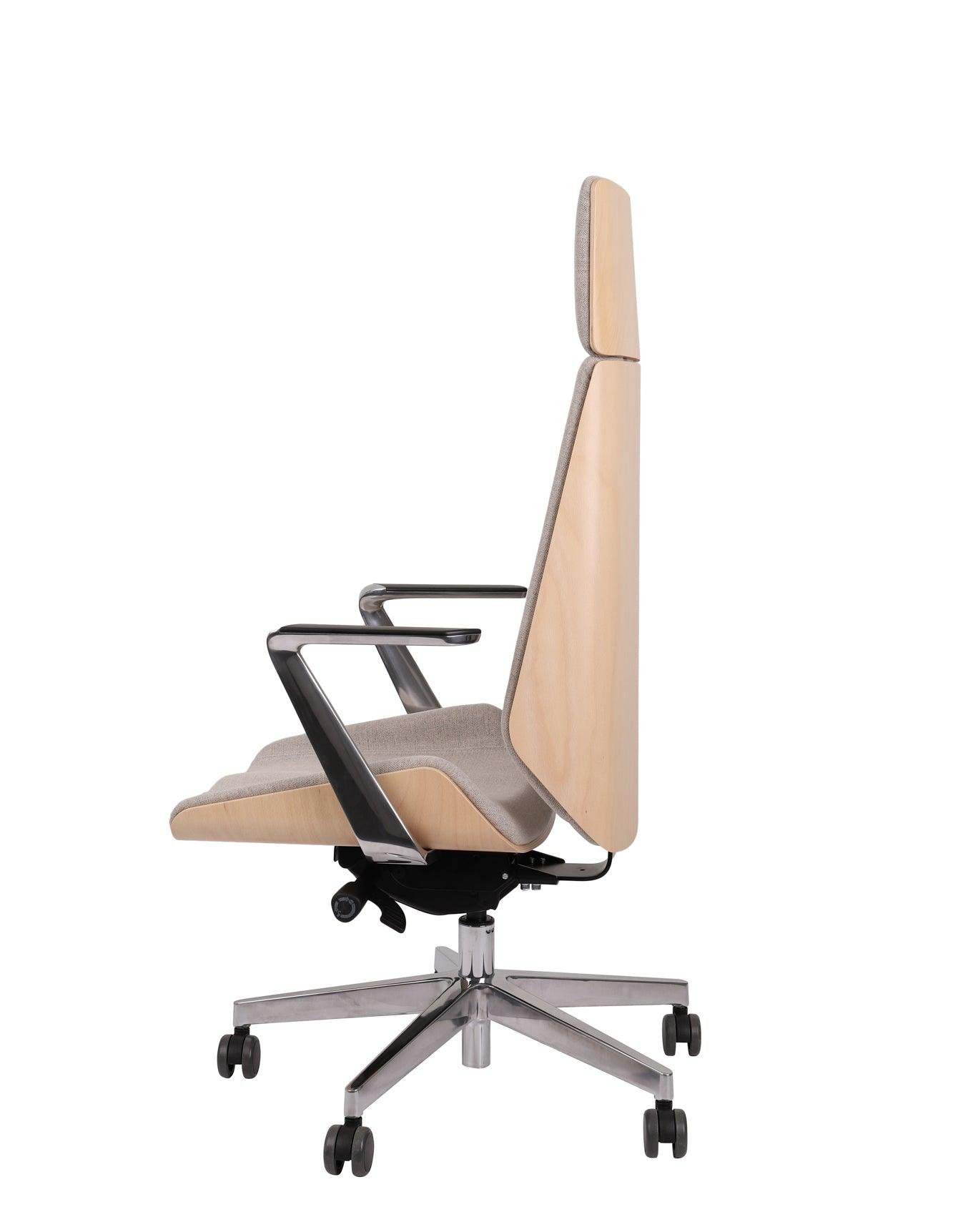 Kontoritool MoonWood HD Beech Wood All Chrome Seattle