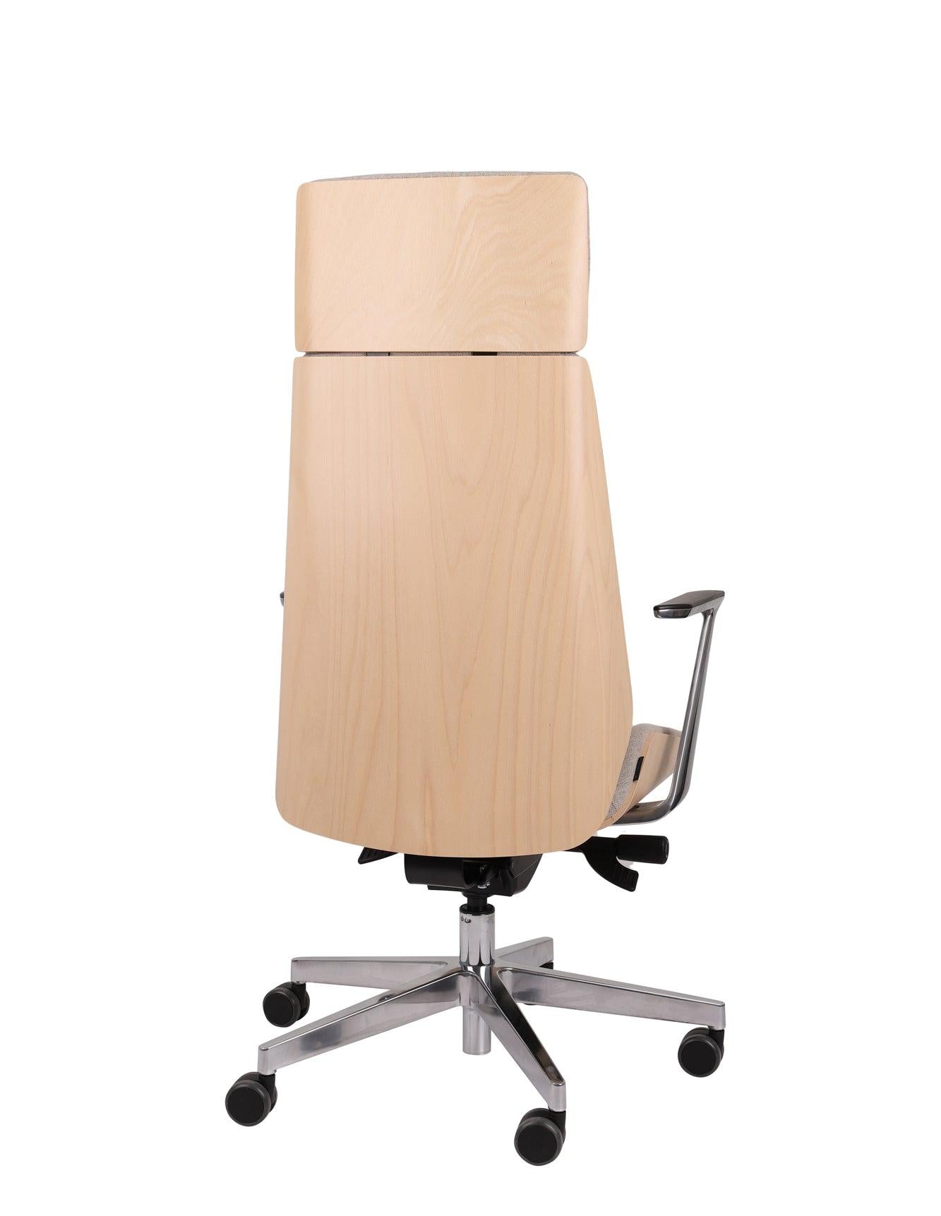 Kontoritool MoonWood HD Beech Wood All Chrome Seattle
