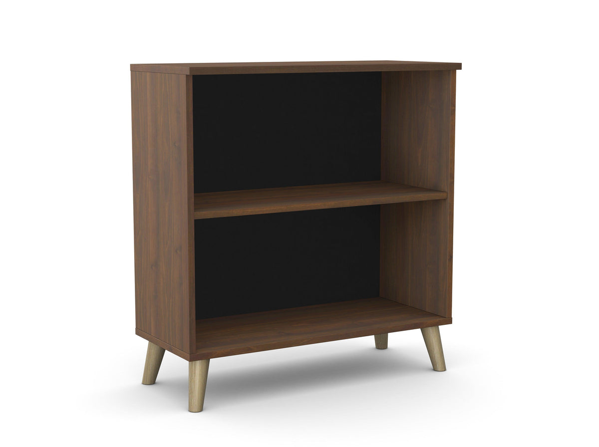 Kontoririiul Flexx, 2 riiulit, 740 x 800 x 355 mm – pähklipuu / puitjalad