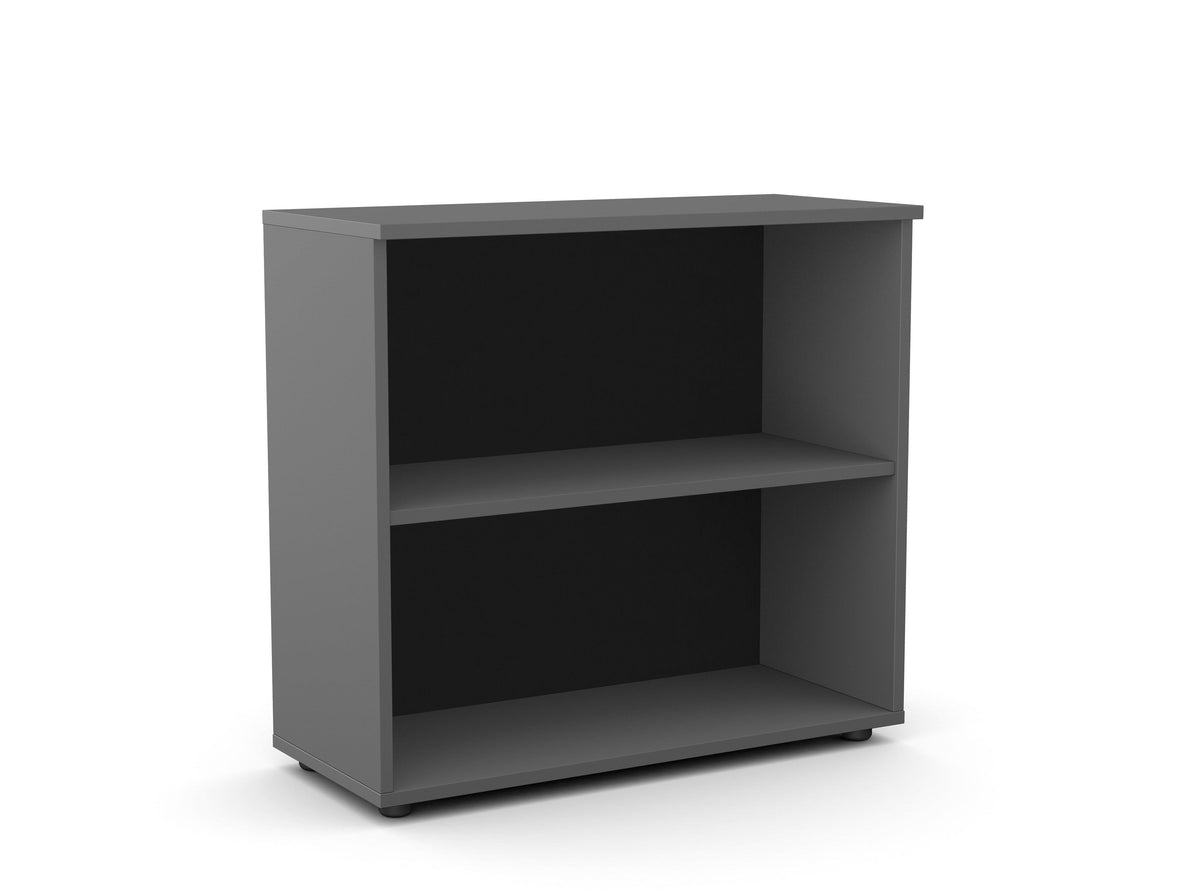 Kontoririiul Flexx, 2 riiulit, 740 x 800 x 355 mm – grafiit / plastjalad