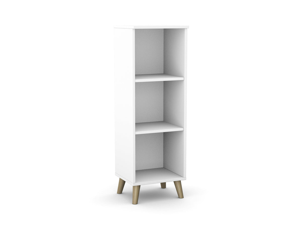Kontoririiul Flexx, 3 riiulit, 1090 x 400 x 355 mm – Valge / Puitjalad