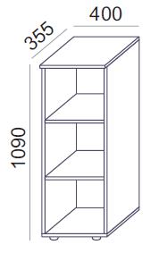 Kontoririiul Flexx, 3 riiulit, 1090 x 400 x 355 mm