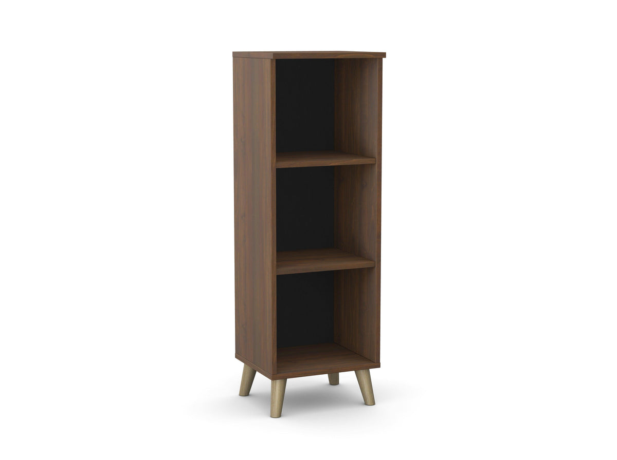 Kontoririiul Flexx, 3 riiulit, 1090 x 400 x 355 mm – Pähklipuu / Puitjalad