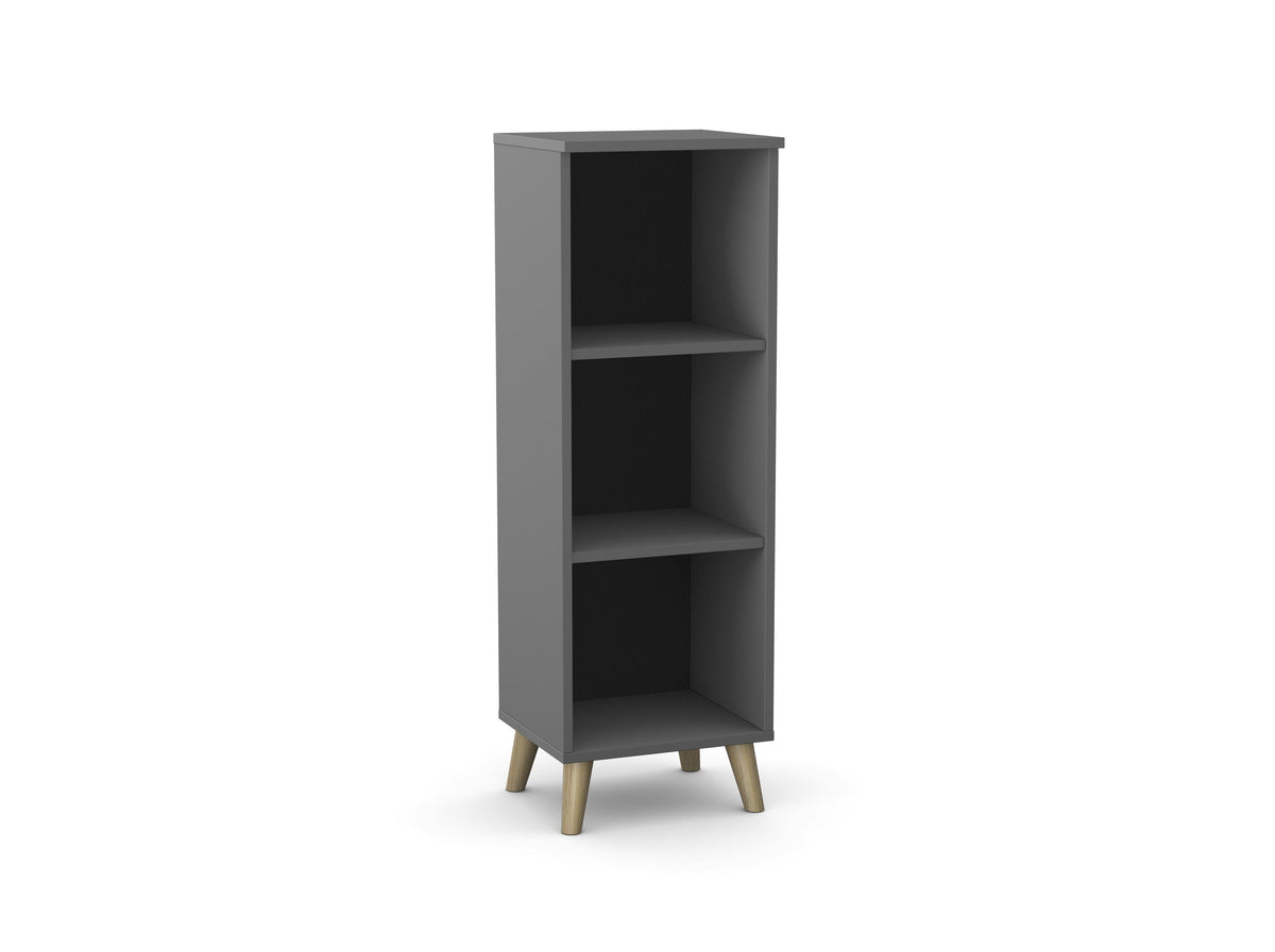 Kontoririiul Flexx, 3 riiulit, 1090 x 400 x 355 mm – Grafiit / Puitjalad