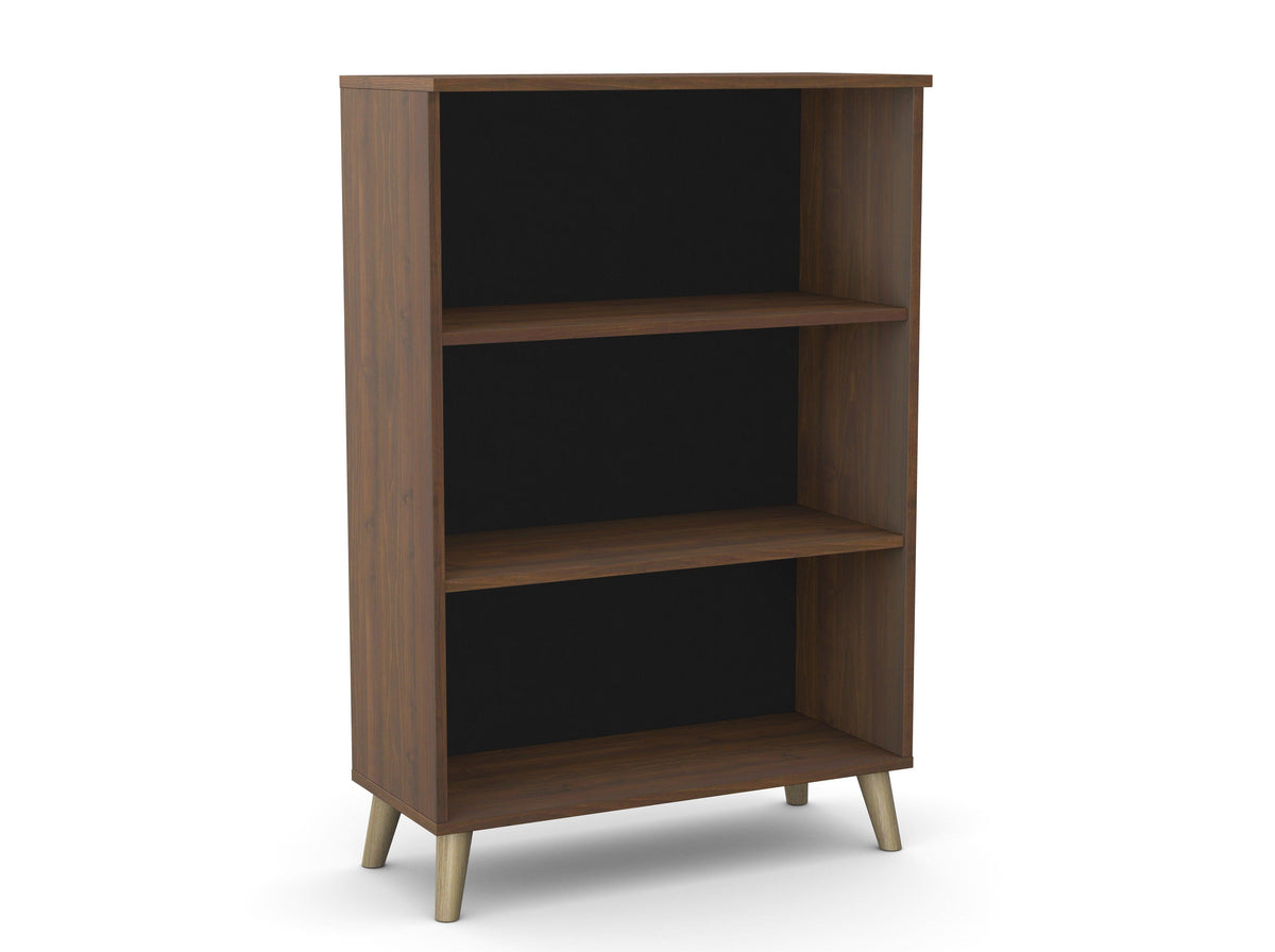 Bürooriiul Flexx, 3 riiulit, 1090 x 800 x 355 mm – Pähklipuit / Puitjalad