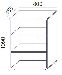Bürooriiul Flexx, 3 riiulit, 1090 x 800 x 355 mm