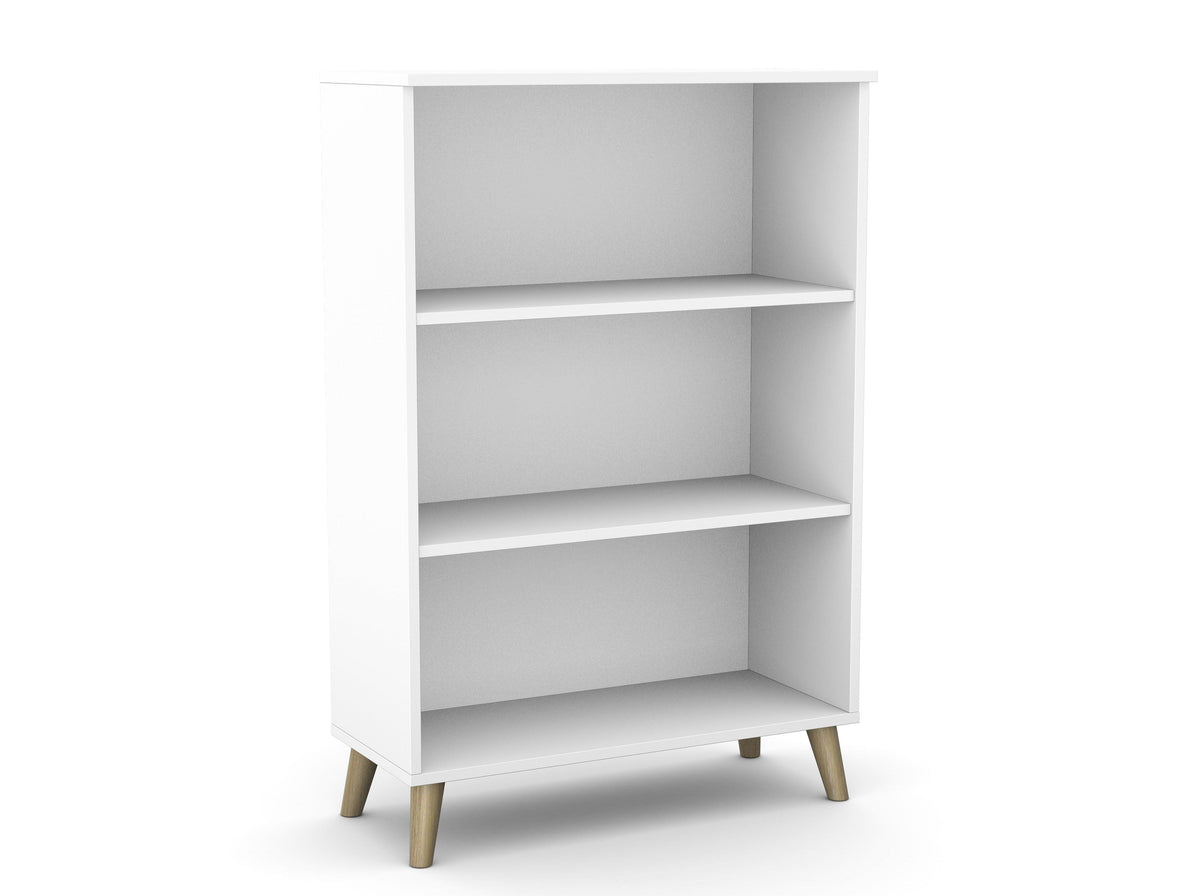 Bürooriiul Flexx, 3 riiulit, 1090 x 800 x 355 mm – Valge / Puitjalad