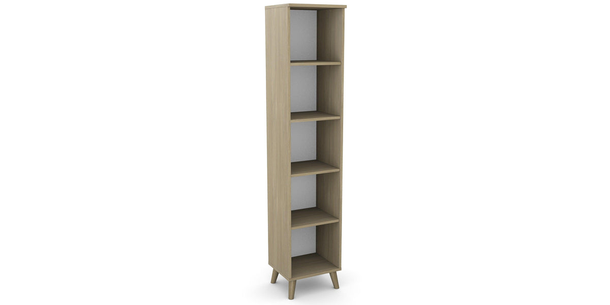 Bürooriiul Flexx, 5 riiulit, 1800 x 400 x 355 mm – Merevaigutamm / Puitjalad