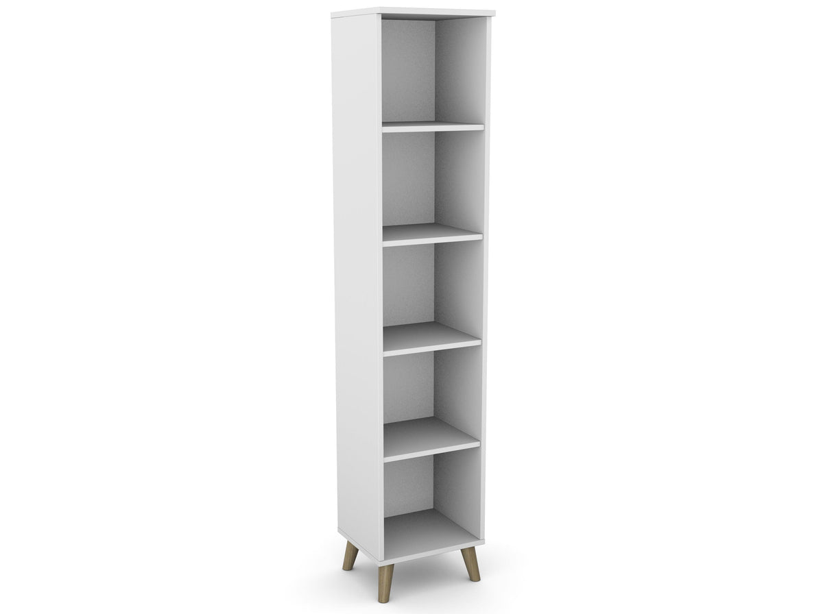 Bürooriiul Flexx, 5 riiulit, 1800 x 400 x 355 mm – Valge / Puitjalad